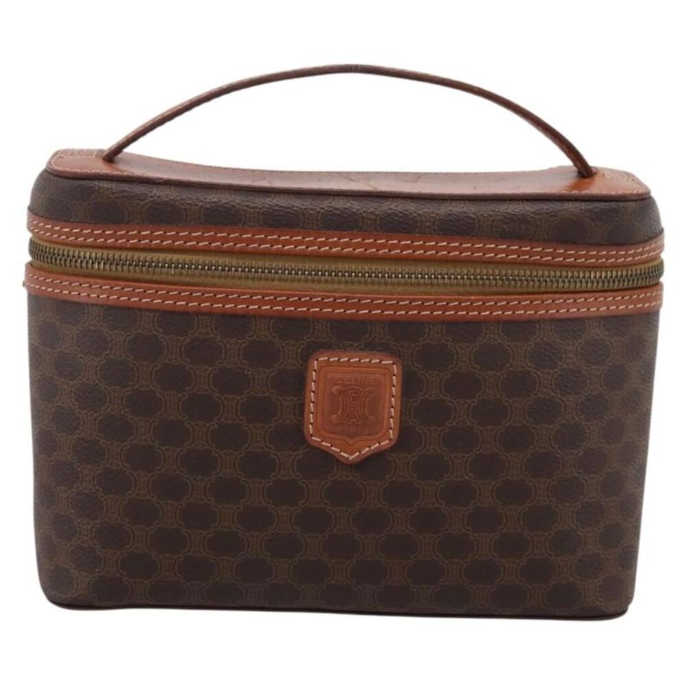 Celine Top Handle Vanity Box Triomphe Coated Canvas Brown Canvas Handbag